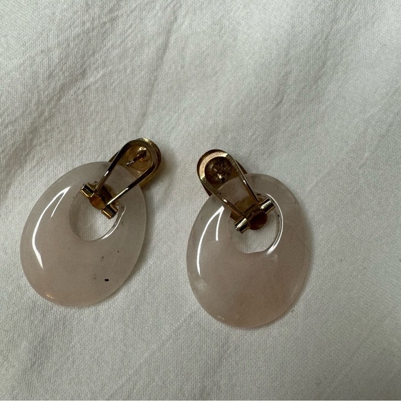 Vintage rose quartz earrings in excellent condition approximately 1 inch stone - Picture 8 of 8